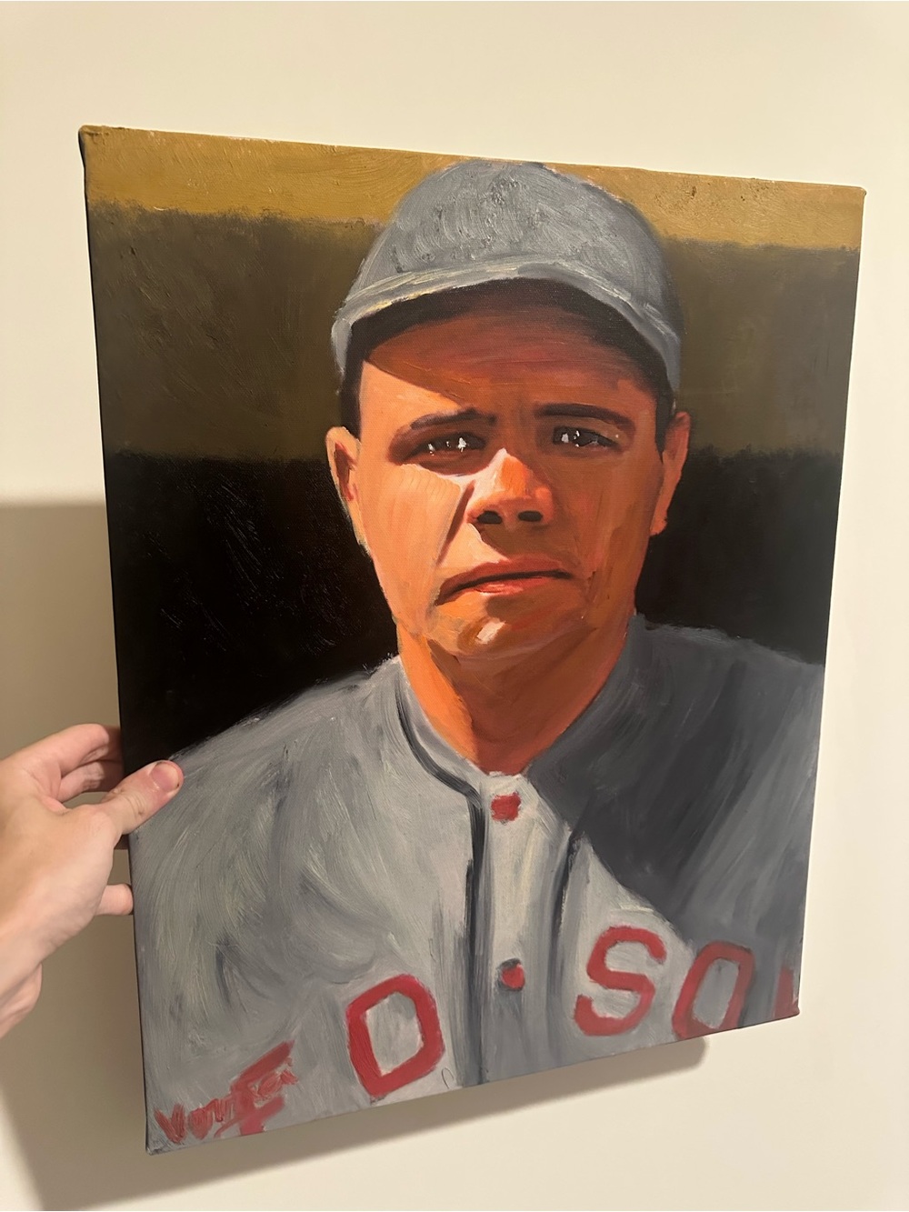 Babe Ruth curse of the bambino Vintage Baseball 16x20 Portrait Painting 1/1